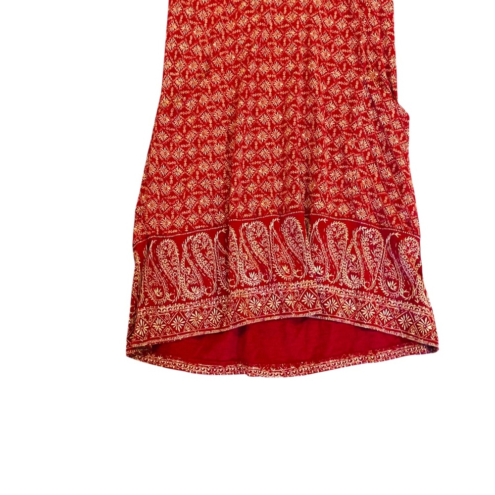 FAT FACE Deep Red Claret Printed Midi Dress - Picture 3 of 7